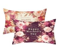 Pillow Cases 2 Pack 50 x 75 Cushions Pink Rectangle Cushion Covers 50cm x 75cm Mother'S Day Double Sided Printing Linen Pillow Cover with Invisible Zipper for Sofa Bed Autumn Decoration Gift,819-j