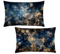 Pillow Cases 2 pack 50 x 75 Large Cushions Gold Rectangle Cushion Covers 50x75 cm Deer Double Sided Printing Velvet Pillow Covers with Invisible Zipper for Sofa Bedroom Autumn Decorations Gifts LE-207