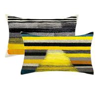 Pillow Cases 2 Pack 50 x 75 Large Cushions Yellow Rectangle Cushion Covers 50cm x 75cm Stripe Double Sided Printing Linen Pillow Cover with Invisible Zipper for Sofa Bed Autumn Decoration Gift,151-j