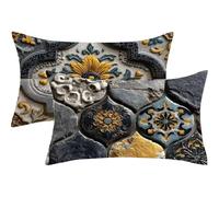 Pillow Cases 2 Pack 50 x 80 Large Cushions Brown Rectangle Cushion Covers 50cm x 80cm Floral Double Sided Printing Linen Pillow Cover with Invisible Zipper for Sofa Bed Autumn Decoration Gift,141-j