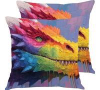 Pillow Cases 2 Pack 50x50cm Dragon Colored Outdoor Garden Cushion Covers Linen Sofa Throw Pillow Pillows Bed Square Pillowx Cases, With Invisible Zipper, for Bedroom Furniture Decorative X0JJ-472