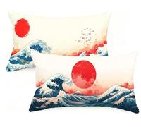 Pillow Cases 2 pack 50x70 cm Large Cushions Japan Rectangle Cushion Covers 50 x 70 Ocean Double Sided Printing Velvet Pillow Covers with Invisible Zipper for Sofa Autumn Decorations Gifts EM-1423