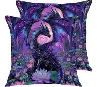 Pillow Cases 2 Pack 55x55cm Dragon Flower Outdoor Garden Cushion Covers Linen Sofa Throw Pillow Pillows Bed Square Pillowx Cases, With Invisible Zipper, for Bedroom Furniture Decorative X0JJ-474