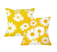 Pillow Cases 2 pack 65 x 65 Beige Cushions Yellow Square Cushion Covers 65cm x 65cm Daisy Double Sided Printing Velvet Decorative Pillows for Sofa Living Room Winter Home Christmas Decorations,2p675F