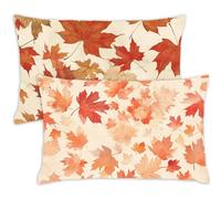 Pillow Cases 2 Pack 70 x 90 Large Cushions Autumn Rectangle Cushion Covers 70cm x 90cm Leaf Double Sided Printing Velvet Pillow Cover with Invisible Zipper for Sofa Bed Autumn Decoration Gift,583-j