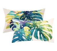 Pillow Cases 2 Pack 70 x 90 Large Cushions Green Rectangle Cushion Covers 70cm x 90cm Leaf Double Sided Printing Linen Pillow Cover with Invisible Zipper for Sofa Bedroom Autumn Decorations Gift,877-j