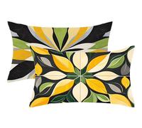 Pillow Cases 2 Pack 70 x 90 Large Cushions Yellow Rectangle Cushion Covers 70cm x 90cm Leaf Double Sided Printing Linen Pillow Cover with Invisible Zipper for Sofa Bedroom Autumn Decorations Gift,19-j