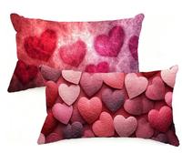 Pillow Cases 2 pack 70x90 cm Large Cushions Red Rectangle Cushion Covers 70 x 90 Love Double Sided Printing Velvet Pillow Covers with Invisible Zipper for Sofa Bedroom Autumn Decorations Gifts EM-827