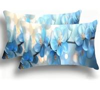 Pillow Cases 2 Pack, Beautiful Cushion Covers Decorative Rectangle Pillow Cases, velvet Flower Cushions,Lumbar Pillowcase 12x24in with Invisible Zipper for Home Decor Sofa Bedroom Car 30x60cm W0VJ-735