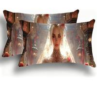 Pillow Cases 2 Pack, Beautiful Cushion Covers Decorative Rectangle Pillow Cases, velvet Girl Cushions, Lumbar Pillowcase 12x24in with Invisible Zipper for Home Decor Sofa Bedroom Car 30x60cm W0VJ-822