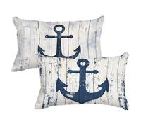 Pillow Cases 2 pack Beige Cushion Covers 70x90 Outdoor Cushions Navy Blue Throw Pillow Covers Linen Sofa Pillows Double Sided Printing Rectangle Cushion Cover for Garden Bench, Gifts for Women P-180