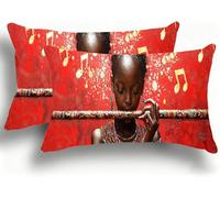 Pillow Cases 2 Pack, Black Woman Cushion Covers Decorative Rectangle Pillow Cases, velvet Music Cushions,Lumbar Pillowcase 12x24in with Invisible Zipper for Home Decor Sofa Bedroom Car 30x60cm W0VJ121