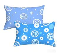 Pillow Cases 2 Pack Blue 50 x 70 cm Cushion Covers, Geometry Outdoor Waterproof Cushions, Rectangle Cushion Covers, Linen Double Sided Printing Pillowcases for Bed Sofa Garden Spring Decor T0-626