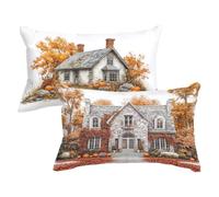 Pillow Cases 2 pack Burnt Orange Cushion Covers 50x70 Outdoor Cushions Beige Throw Pillow Covers Linen Sofa Pillows Double Sided Printing Rectangle Cushion Cover for Garden Bench, Gifts for Women P-66