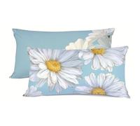Pillow Cases 2 Pack Daisy Pillows 2 Pack White Pillow Protectors 40x80cm Soft Pillowcases With Hidden Zipper, Bedding Cushion Cover, Double Sided Printing Pillowcase, for Spring decoration bz-100