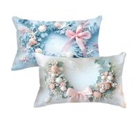 Pillow Cases 2 pack Duck Egg Color Cushion Covers 50x70 Outdoor Cushions Mustard Color Throw Pillow Covers Linen Sofa Pillows Double Sided Printing Rectangle Cushion Cover for Garden Farmhouse P-12