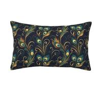 Pillow Cases 2 Pack Elegant Peacock Feathers Print Plush Throw Pillow Covers Colorful Casual Chair Pillowcases, For Outdoor, Party, Sofa, 40X60Cm