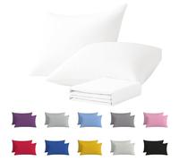 Pillow Cases 2 Pack - Hotel Quality 100% Microfibre Plain Pillow Cover - Super Soft Cozy & Breathable Pillow Case - Envelope Closure Standard Pillowcases, 50x75 cm (2, White)