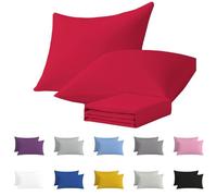 Pillow Cases 2 Pack - Hotel Quality 100% Microfibre Plain Pillow Cover - Super Soft Cozy & Breathable Pillow Case - Envelope Closure Standard Pillowcases, 50x75 cm (2, Red)