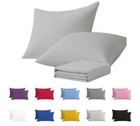 Pillow Cases 2 Pack - Hotel Quality 100% Microfibre Plain Pillow Cover - Super Soft Cozy & Breathable Pillow Case - Envelope Closure Standard Pillowcases, 50x75 cm (2, Grey)