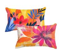 Pillow Cases 2 pack Orange Color Cushion Covers 70x90 Outdoor Cushions Flowers Throw Pillow Covers Velvet Sofa Pillows Double Sided Printing Rectangle Cushion Cover for Garden Bench Farmhouse P-72