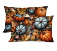 Pillow Cases 2 Pack Orange Color Pillows 2 Pack Autumn Pillow Protectors 20x28in Linen Pillowcases With Hidden Zipper, Cushion Cover Double Sided Printing Pillowcase, for Christmas Decorations G - 124