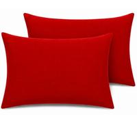 Pillow Cases 2 pack Percale Premium 180 Thread Count Pillow Cases Hotel Quality Fabric Wrinkle Free Pillowcase 2 pack (Red)