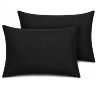 Pillow Cases 2 pack Percale Premium 180 Thread Count Pillow Cases Hotel Quality Fabric Wrinkle Free Pillowcase 2 pack (Black)