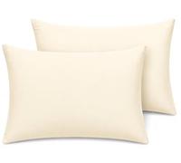 Pillow Cases 2 pack Percale Premium 180 Thread Count Pillow Cases Hotel Quality Fabric Wrinkle Free Pillowcase 2 pack (Cream)
