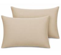 Pillow Cases 2 pack Percale Premium 180 Thread Count Pillow Cases Hotel Quality Fabric Wrinkle Free Pillowcase 2 pack (Beige)