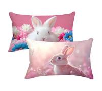 Pillow Cases 2 pack Pink Cushion Covers 40 x 60cm Outdoor Cushions Animal Throw Pillow Covers Soft Velvet Sofa Pillows Double Sided Printing Rectangle Cushion Cover for Garden Bench Farmhouse P-100
