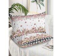 Pillow Cases 2 Pack Pink Pumpkin Fall Thanksgiving Sunflower Maple Leaves Square Throw Pillow Case Soft Printed Chair Pillowcases, For Bedroom, Living Room, Furniture, Outdoor, 40x60cm