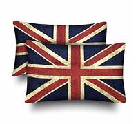 Pillow Cases 2 Pack Retro Flag Of England The Union Jack British Flag Throw Pillow Case Casual Indoor Decorative Pillowcases Soft Bedroom Cushion Cover Case, 60x40cm