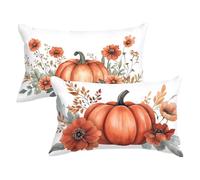 Pillow Cases 2 pack Rust Cushion Covers 40x70 Outdoor Cushions Flowers Throw Pillow Covers Soft Velvet Sofa Pillows Double Sided Printing Rectangle Cushion Cover for Garden Bench,Gifts for Women P-536