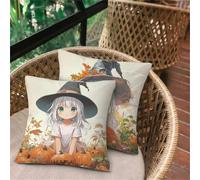 Pillow Cases 2 Pack Spring, Flower Soft Cushion Covers 45 x 45, Breathable Waterproof Sofa Cushions, Outdoor Cushions for Garden Furniture Bedroom Office Car Porch Bench Chair, Decor Pillows Gift D57