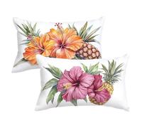Pillow Cases 2 pack Turquoise Cushion Covers 40x70 Outdoor Cushions Flowers Throw Pillow Covers Soft Velvet Sofa Pillows Double Sided Printing Rectangle Cushion Cover for Garden Bench Farmhouse P-596