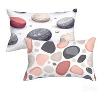 Pillow Cases 2 Pack White 50 x 90 cm Cushion Covers, Simple Outdoor Waterproof Cushions, Rectangle Cushion Covers, Linen Double Sided Printing Pillowcases with Hidden Zipper for Bed Sofa Garden T0-239