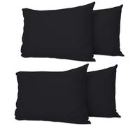 Pillow Cases 4 Packs Black, UK Size 50x75 cm, 100% Soft Brushed Microfiber Pillowcase. Envelope Closure, Fade & Wrinkle Resistant Pillowcases