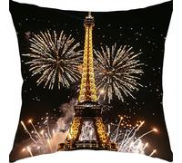 Pillow Cases 40x40cm Outdoor Cushion Covers Waterproof Landscape Of The Eiffel Tower In Paris Linen Garden Cushions for Sofa Square Throw Pillow, for Patio Home Decor Throw Pillowcases YX1RB-7