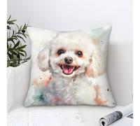 Pillow Cases Bichon Frise Dog Modern Art Decorative,Watercolor Pet Pattern Square Cushion Covers Soft Polyester Pillowcase for Living Room Sofa Outdoor Pillowcases 40x40cm