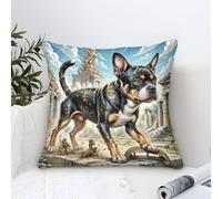 Pillow Cases Boston Terrier Mix Dog Modern Art Decorative,Ancient Ruins Oil Painting Square Cushion Cover Soft Polyester Throw Pillow Cases for Sofa Garden Bed Couch Cushions 50x50cm
