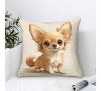 Pillow Cases Chihuahua Dog Modern Art Decorative,Cartoon Dog Pattern Square Cushion Covers Soft Polyester Pillowcase for Living Room Sofa Outdoor Pillowcases 40x40cm