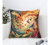 Pillow Cases Fantasy Birds Modern Art Decorative,Colorful Abstract Art Pattern Square Cushion Cover Soft Polyester Throw Pillow Cases for Sofa Garden Bed Couch Cushions 45x45cm