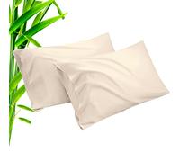 Pillow Cases King Size 2 Pack, Bamboo Rayon Cooling Pillowcases with Envelope Closure, Cool Breathable Pillow Case for Hot Sleepers & Night Sweats, 20x40 inches, Khaki