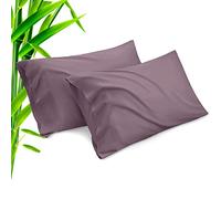 Pillow Cases King Size 2 Pack, Bamboo Rayon Cooling Pillowcases with Envelope Closure, Cool Breathable Pillow Case for Hot Sleepers & Night Sweats, 20x40 inches,Greish Purple