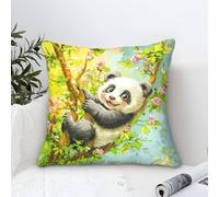 Pillow Cases Panda Modern Art Decorative,Healing Forest Ecology Pattern Square Cotton Cushion Covers Soft Polyester Throw Pillow Cases for Sofa Patio Home Decor 50x50cm