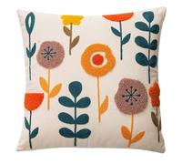 Pillow Cover 18x18 No Pillow Insert, Flower Embroidered Soft Throw Cover, Machine & Hand Washable Decorative for Dining Room and Bedroom Covers
