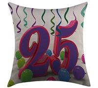 Pillow Cover 25Th Birthday Birthday Party Set Up Colorful Ribbons And Balloons On The Ground Multicolor Throw Pillows Case Comforts Cushion Case For Bedroom Bed Chair Livingroom 45X45 Cm