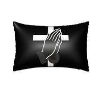 Pillow Cover 45X45cm Modern Jesus Praying Hands Cross Pillow Covers Outdoor Throw Pillow Cover Soft Square Pillowcase For Birthday Gifts, Mom, Coworker