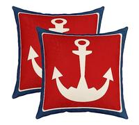 Pillow Cover Anchor Nautical Red Blue Ocean Sea Adventure Set Of 2 Soft Decorative Cushion Covers For Car Bedroom Livingroom